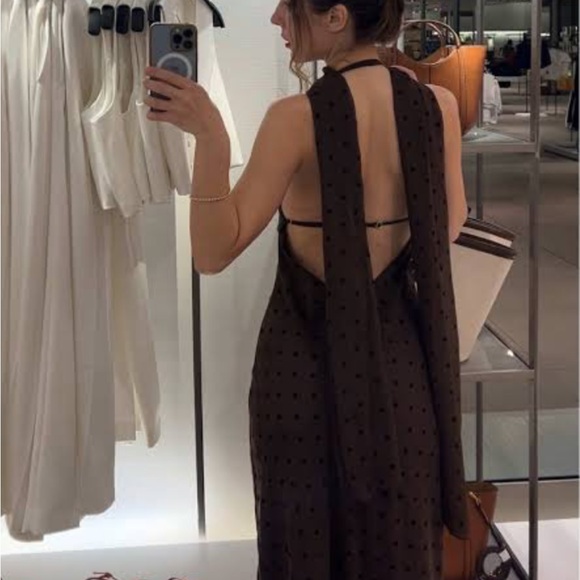 Brown Polka Dot Slip Dress - Picture 3 of 3